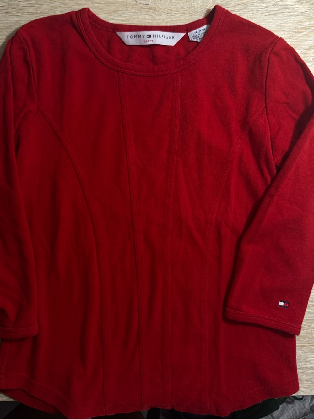 Tommy Hilfiger Red Long Sleeve Crewneck Top